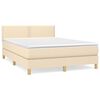 vidaXL Boxspring met matras stof cr&egrave;mekleurig 140x200 cm