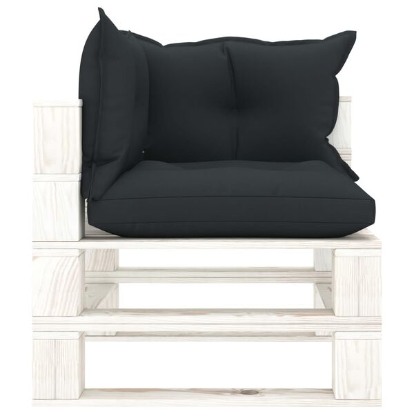 vidaXL Tuinhoekbank met antracietkleurige kussens pallet hout