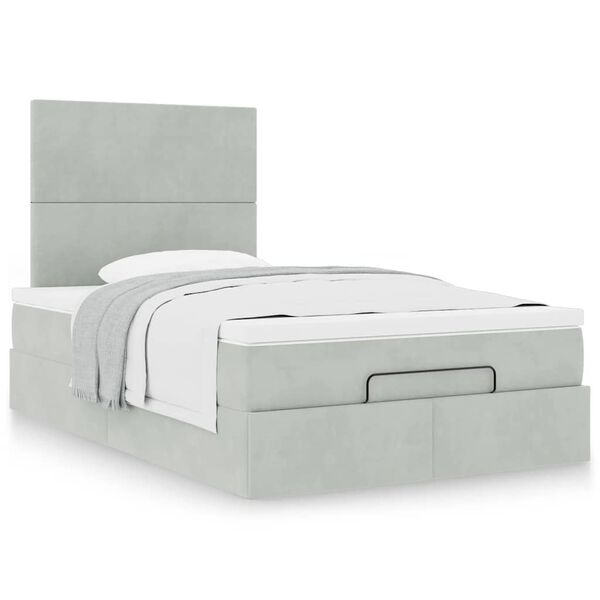 vidaXL Ottoman bed met matrassen 120x200cm fluweel lichtgrijs