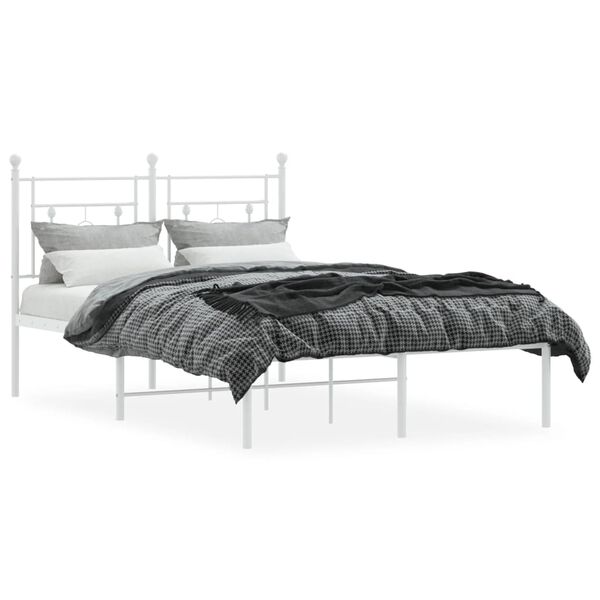 vidaXL Bedframe met hoofdbord metaal wit 120x190 cm