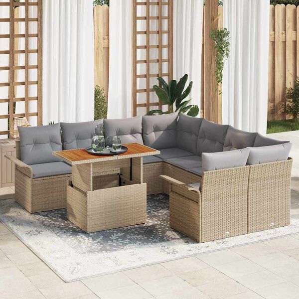 vidaXL Tuin Sofa Set met kussen beige en lichtgrijs