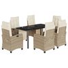 vidaXL 7-delige Tuinset met kussens poly rattan beige