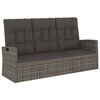 vidaXL Tuinbank verstelbaar met kussens 173 cm poly rattan grijs