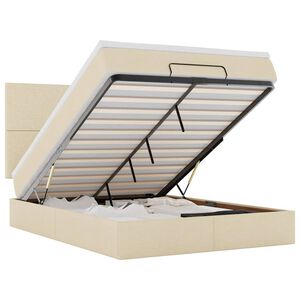 vidaXL Ottoman bed met matras en LED's 140x190cm stof cr&egrave;mekleurig