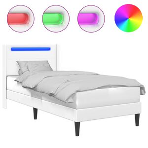 vidaXL Bedframe met LED-stripverlichting Wit 90 x 200 cm Kunstleer