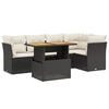 vidaXL 5-delige Loungeset met kussens poly rattan zwart