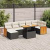 vidaXL 8-delige Loungeset met kussens poly rattan acacia zwart