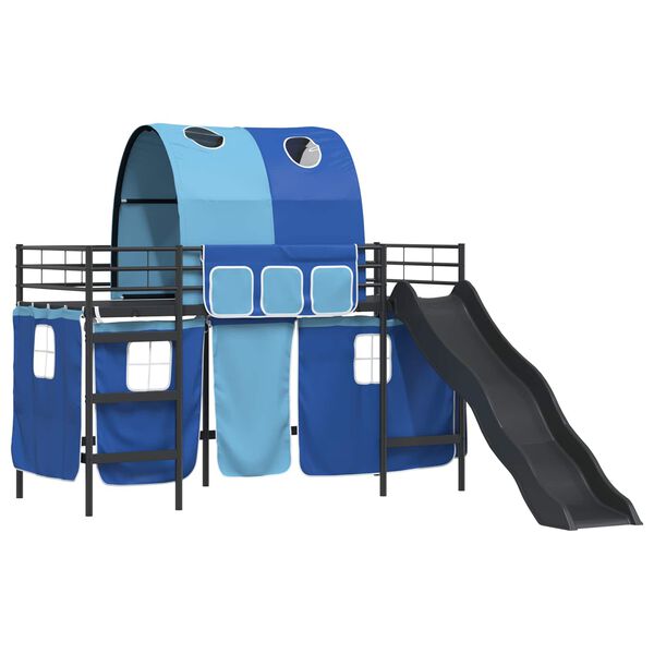 vidaXL Loftbed voor Kids Zwart en Blauw 74,5 x 190 cm Metaal