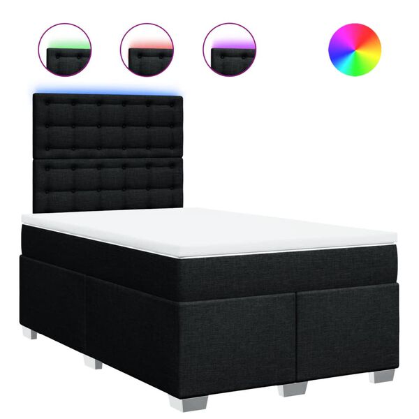 vidaXL Boxspring met matras stof zwart 120x190 cm