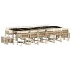 vidaXL 17-delige Tuinset met kussens poly rattan beige