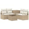 vidaXL Bankstel 6 st Beige en Cr&egrave;me Wit Poly Rattan en Staal