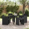 vidaXL Tuin eettafelset 5 pcs Zwart poly rattan