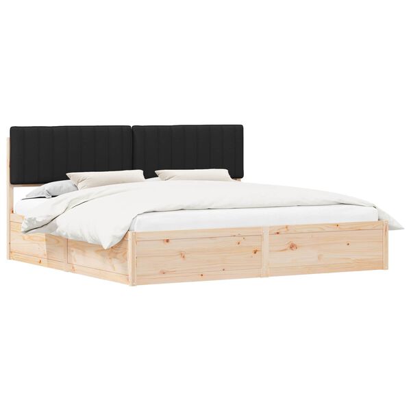 vidaXL Bedframe met Gevoerd Hoofdgedeelte Zwart 200 x 200 cm