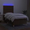 vidaXL Boxspring met matras en LED stof donkerbruin 100x200 cm