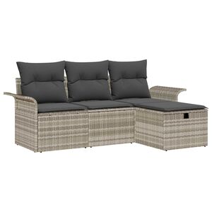 vidaXL Tuin Sofa Set met kussen met opslag 4 pcs Poly riet