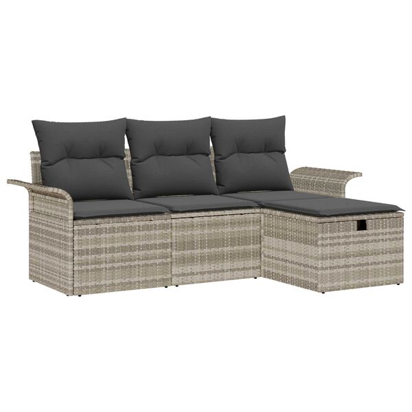 vidaXL Tuin Sofa Set met kussen met opslag 4 pcs Poly riet