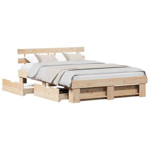 vidaXL Bedframe met hoofdeinde Bruin 150 x 200 cm Massief grenenhout