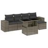 vidaXL 6-delige Loungeset met kussens poly rattan grijs