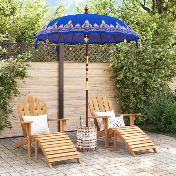 vidaXL Balinese Parasol 260 Blauw 180-190 cm Katoen en massief hout