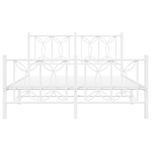vidaXL Bedframe met hoofd- en voeteneinde metaal wit 135x190 cm