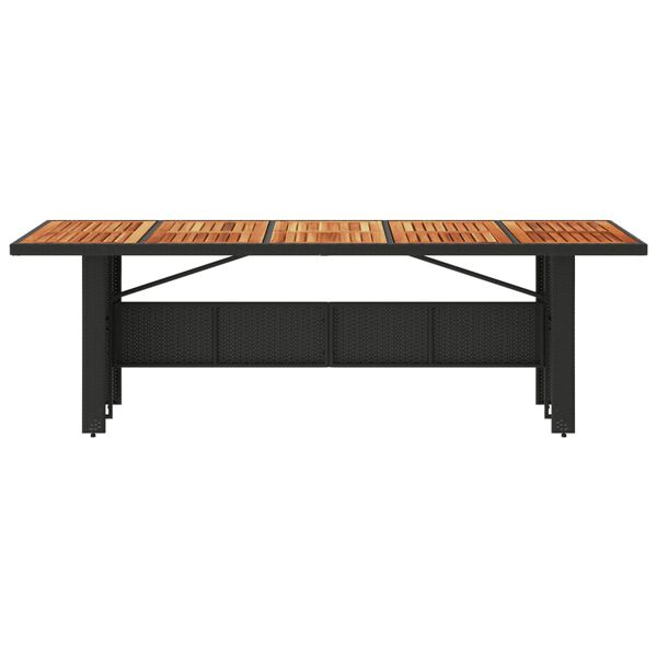 vidaXL Tuintafel met acaciahouten blad 240x90x75 cm poly rattan zwart