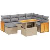 vidaXL 8-delige Loungeset met kussens poly rattan beige