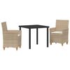 vidaXL Tuin eettafelset 3 st Beige poly rattan