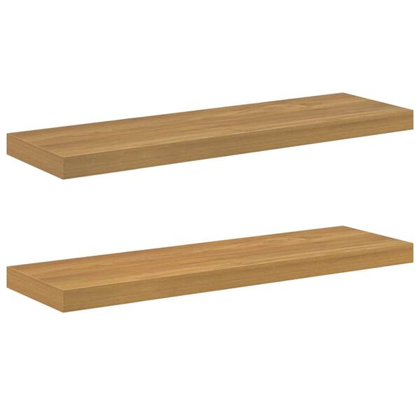vidaXL Wandplank met opslag 2 pcs Bruin 90 x 23,5 x 4 cm Bewerkt hout