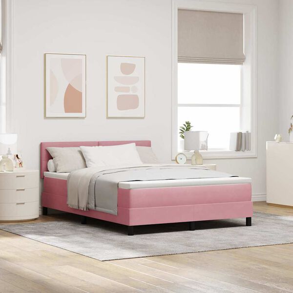 vidaXL Boxspringbed met matras Roze 160 x 200 cm Fluweel