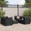 vidaXL 6-delige Loungeset met kussens poly rattan zwart