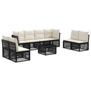 vidaXL Tuinbankenset 9 st Zwart poly rattan