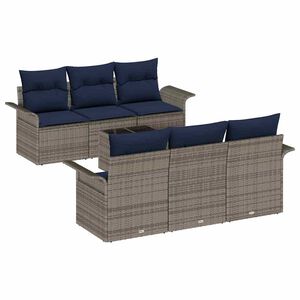 vidaXL Tuin Sofa Set met kussen 7 pcs Grijs poly rattan