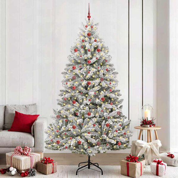 vidaXL Kunstkerstboom met 300 LED Groen en Wit 240 cm PVC en Metaal