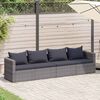 vidaXL 4-delige Loungeset met kussens poly rattan grijs