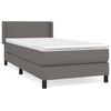 vidaXL Boxspring met matras kunstleer grijs 100x200 cm