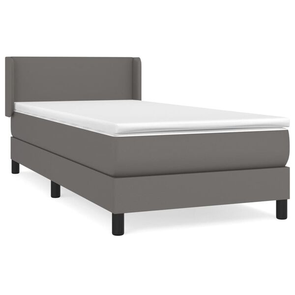 vidaXL Boxspring met matras kunstleer grijs 100x200 cm