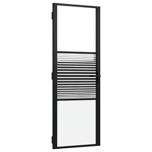 vidaXL Glazen deur 76 x 3,5 x 201,5 cm Aluminium Zwart