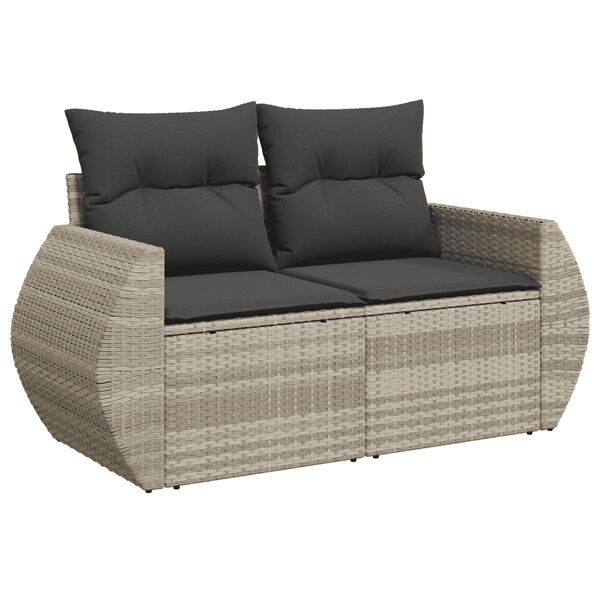 vidaXL 10-delige Loungeset met kussens poly rattan lichtgrijs