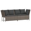 vidaXL Tuinbank met kussens poly rattan grijs