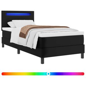vidaXL Boxspringbed met matras Zwart 90 x 200 cm Kunstleer