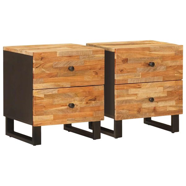 vidaXL Nachtkastje 2 pcs Bruin 40 x 33 x 46 cm Massief Mango Hout