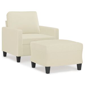 vidaXL Fauteuil met voetenbank 60 cm kunstleer cr&egrave;mekleurig