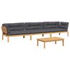 vidaXL 4-delige Loungeset pallet met kussens massief acaciahout