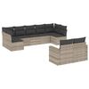 vidaXL 9-delige Loungeset met kussens poly rattan lichtgrijs