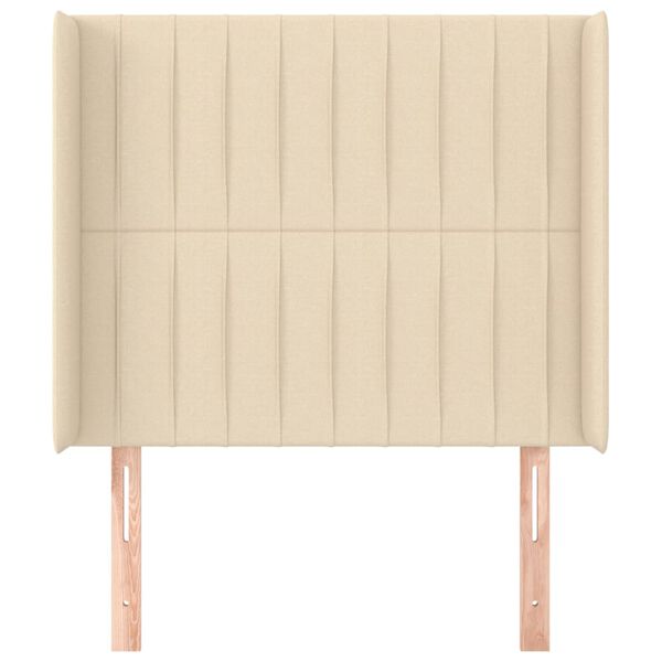 vidaXL Hoofdbord met randen 103x16x118/128 cm stof cr&egrave;mekleurig