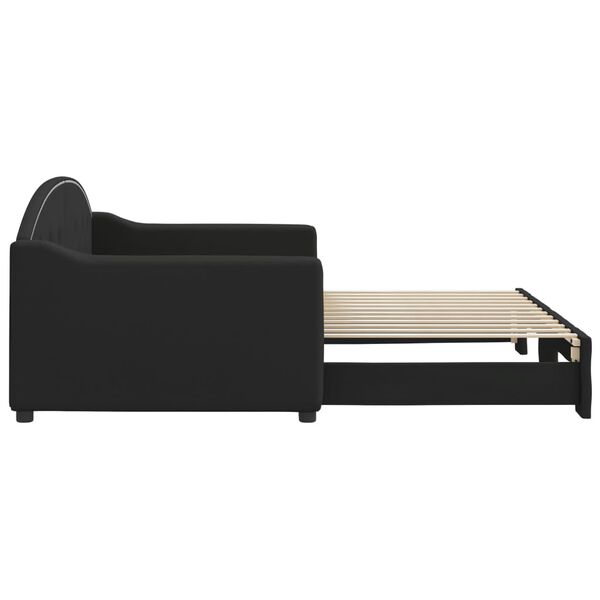 vidaXL Slaapbank met onderschuifbed 90x200 cm stof zwart