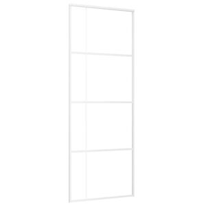 vidaXL Schuifdeur 76x205 cm ESG-glas en aluminium wit