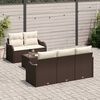 vidaXL Tuin Sofa Set 6 pcs Bruin en Crème Poly rattan, staal en glas
