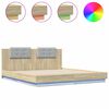 vidaXL Bedframe met hoofdbord en LED sonoma eikenkleurig 200x200 cm