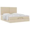 vidaXL Ottoman bed met matras 160x200cm stof crèmekleurig